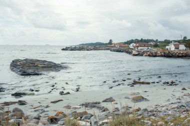Norveç 'in kuzey denizindeki adanın kıyısında.