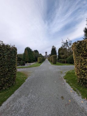 Yeşil sokakları olan antik bir Norveç mezarlığının toprakları