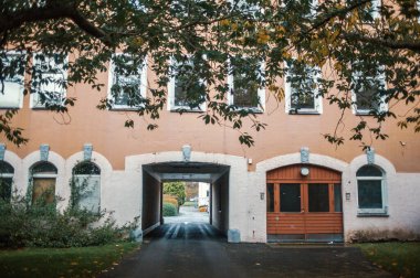 autumn view of ABC building at Dale, which was the women's ward. Daleveien, Sandnes, Norway clipart