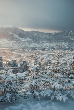 Vadide karla kaplı güzel dağ manzarası