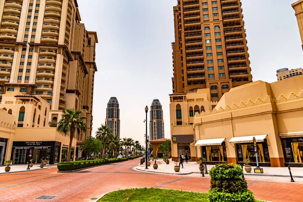 Doha Katar Közel Kelet 2019 Dohai Kikötőre Néző Épületek — Stock Fotó