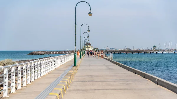 stock image Melbourne, Victoria / Australia - 11/01/2019 St Kilda Beach is a beach located in St Kilda, Port Phillip, 6 kilometres south from the Melbourne city centre. It is Melbourne's most famous beach.