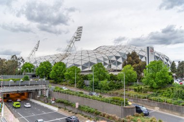 Melbourne, Victoria / Avustralya - 11 / 06 / 2019 AAMI Park Melbourne 'un en önemli stadyumu ve Melbourne Storm, Victory, Melbourne City ve Asilere ev sahipliği yapıyor..
