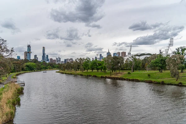 Melbourne Victoria Australien 2019 Yarra Med Melbourne Skyline Bakgrunden — Stockfoto