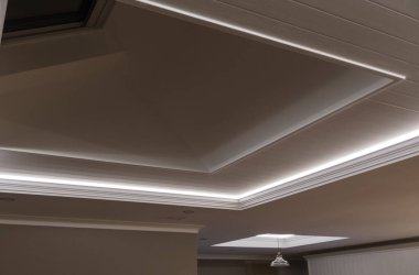 Decorative recessed ceiling with LED strip lighting (Secret Lighting) clipart