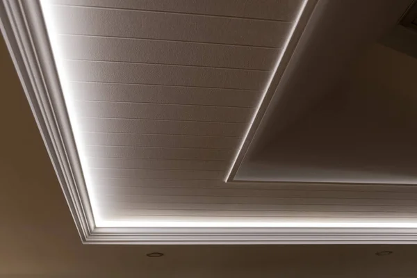 Soffitto Decorativo Incasso Con Illuminazione Strisce Led Illuminazione Segreta — Foto Stock