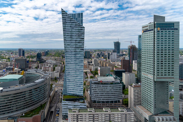 Warsaw, Mazovia Province / Poland - 05/06/2019. Views of Warsaw from the top of the Palace of Culture and Science.