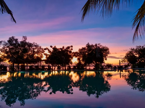 stock image Tanjung Benoa, Bali - Indonesia 10-29-2022. Balinese holiday resort at dusk and sunset.