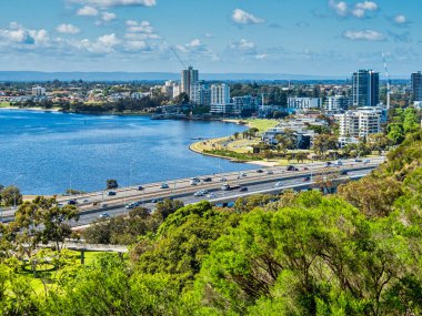 View of the Narrows Bridge, Swan river and South Perth from Kings Park clipart