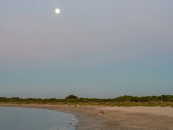 Solnedgång Vid Long Point Jetty Med Människor Som Fiskar Och — Stockfoto