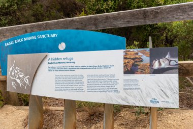 Aireys körfezi, VIC - Avustralya - 03-22-2021 Eagle Rock Deniz Sığınağı okyanus sularının 17hektarını koruyor ve yaklaşık 300 metre açıkta projeler yapıyor..