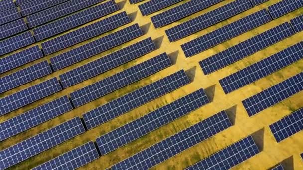 Güneşli Bir Günde Güneş Panellerinden Enerji Alan Sıra Sıra Güneş — Stok video