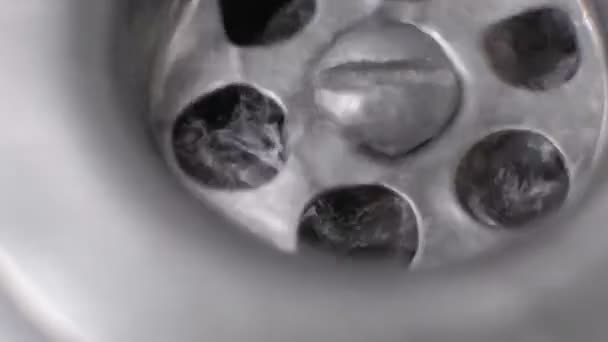 Clear Crystal Water Flowing Fast Stream Drain Holes Bathroom Sink — Stock video