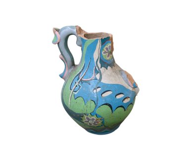 Sonunda hasar olan bir seramik kavanoz.