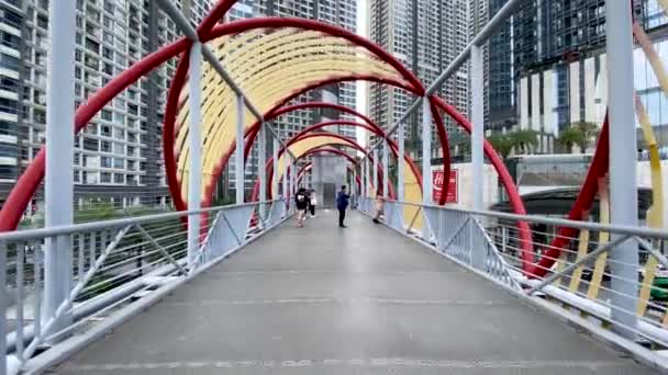 Chi Minh City Vietnam Ott 2022 Veduta Del Ponte Pedonale — Video Stock