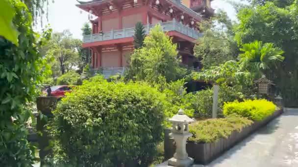 Escena Plantilla Roja Khanh Monasterio Templo Japonés Vietnam — Vídeo de stock