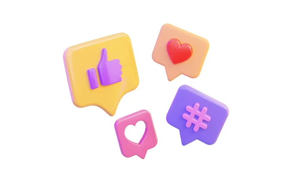 Thumb Love Hash Icon Emoji White Background Render Concept Social — Stock Photo, Image