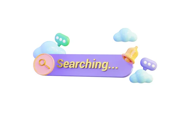 Search Bar Icon Notification Bell Message Cloud White Background Render — Stock Photo, Image