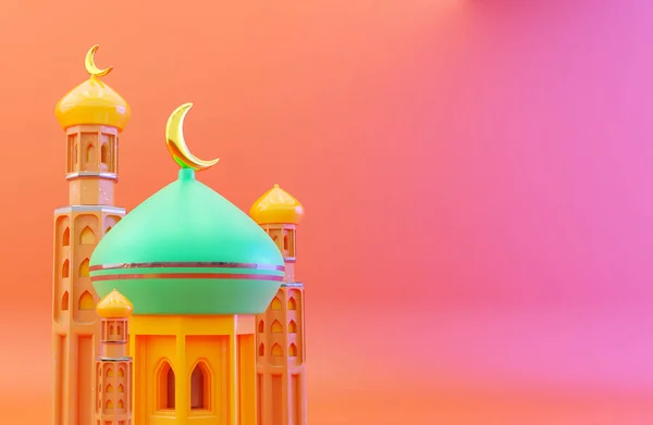Masjid Icon Realistic Glossy Render Concept Ramadan Kareem Islamic Event — 스톡 사진