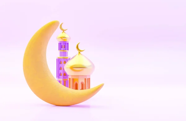 Ramadan Φεγγάρι Και Εικονίδιο Masjid Καθιστούν Την Έννοια Για Muslim — Φωτογραφία Αρχείου