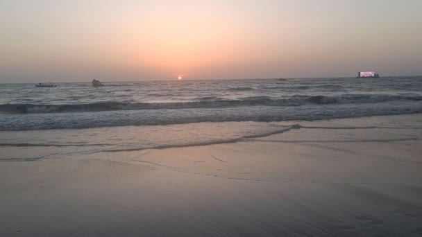 Hermosa Puesta Sol Playa India — Vídeos de Stock