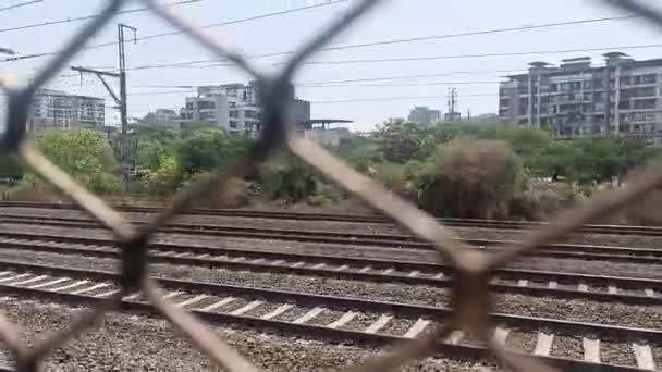 Train Running Railway Track — Stock Video