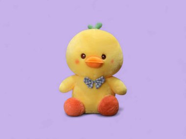 Sevimli küçük sarı ördek peluş oyuncak.