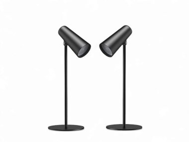 Beyaz arkaplanda siyah masa lambası izole edildi