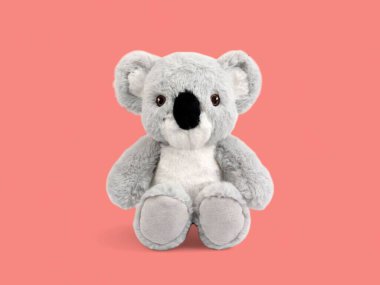 Masum şirin koala arka planda oturan yumuşak oyuncak bebek