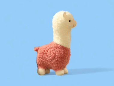 Şirin küçük alpaka beyaz ve pembe yün yumuşak oyuncak