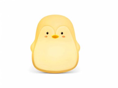 Penguen Silikonlu LED Gece Işığı Beyaz Arkaplanda izole edildi