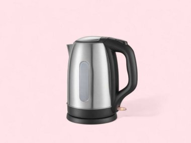 Pembe Arkaplanda Paslanmaz Çelik Elektrik Kablosuz Kettle İzole Edildi