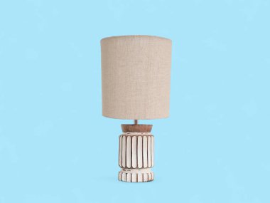 Açık Mavi Arkaplanda Çuval Çiçeği Tonu Olan Kırsal Masa Lambası