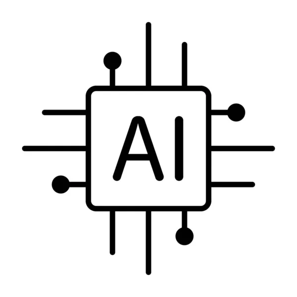 人工智能人工智能处理器芯片矢量图标符号 用于图形设计 社交媒体 移动应用程序 用户界面说明 — 图库矢量图片