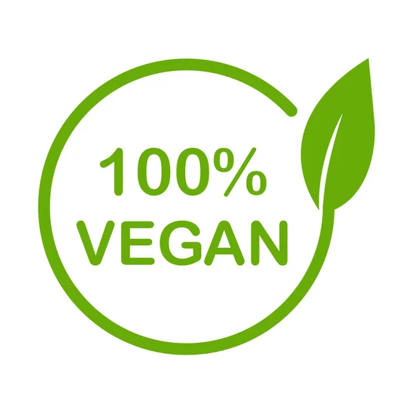 Prodotto Vegano 100 Icona Vettore Vegetariano Etichetta Alimentare Segno Organico — Vettoriale Stock