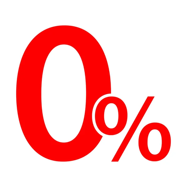 Нулевой Процент Иконка Вектор Красный Знак Процента Вашего Сайта Дизайн — стоковый вектор