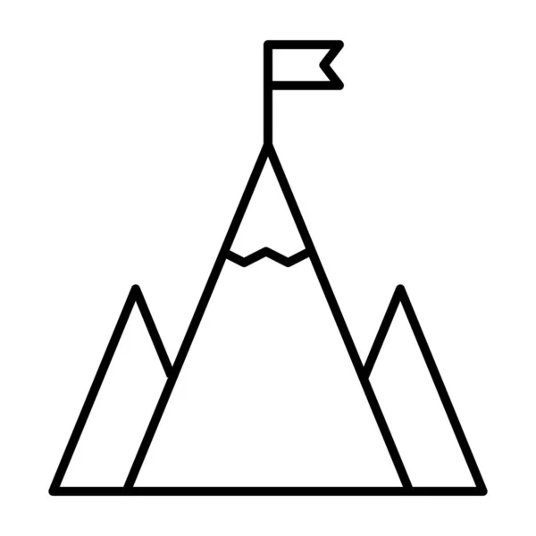 Icône Réussite Montagnes Vectorielles Avec Signe Drapeau Symbole Leadership Pour — Image vectorielle