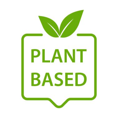 Bitki temelli ikon vektörü sağlıklı gıda simgesi vegan rozeti, grafik tasarım için vejetaryen işareti, logo, web sitesi, sosyal medya, mobil uygulama, UI illüstrasyon