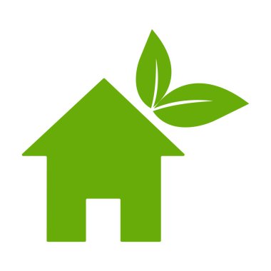 Eco house icon vector environment home with green leaves sign for graphic design, logo, website, social media, mobile app, ui illustration
