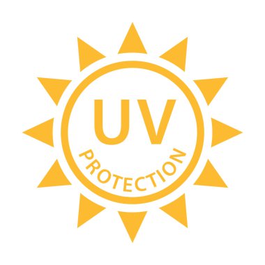 Grafik tasarım, logo, web sitesi, sosyal medya, mobil uygulama, UI illüstrasyon için UV radyasyon koruma ikonu vektörü solar ultraviyole ışık sembolü.