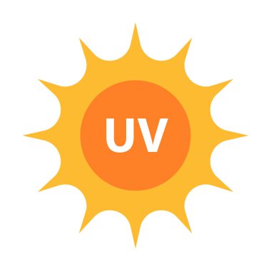 Grafik tasarım, logo, web sitesi, sosyal medya, mobil uygulama, UI illüstrasyon için UV radyasyon ikonu vektörü solar ultraviyole ışık sembolü.