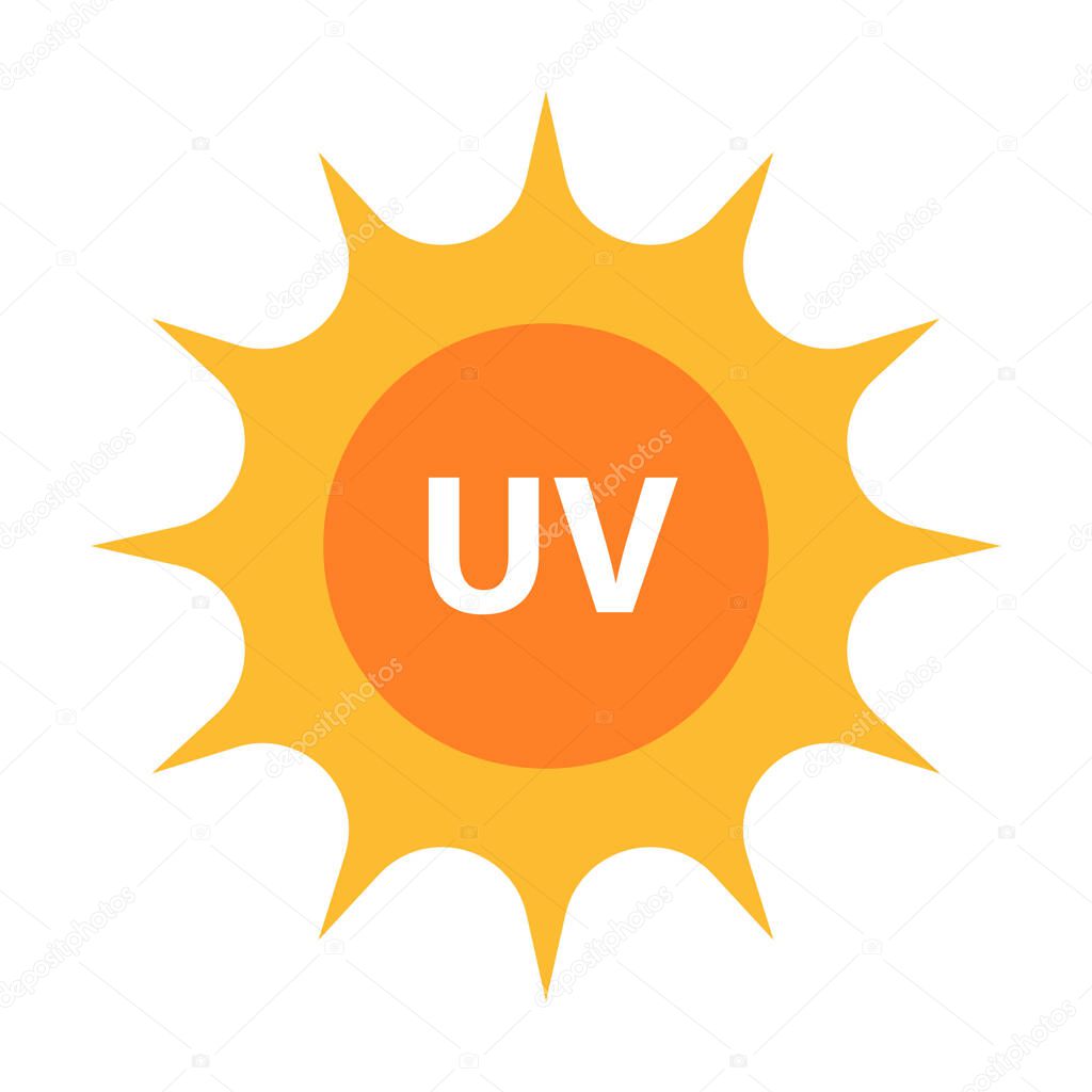 UV radiation icon vector solar ultraviolet light symbol for graphic design, logo, website, social media, mobile app, UI illustration.