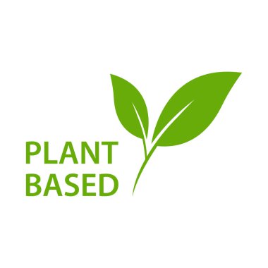 Bitki temelli ikon vektörü sağlıklı gıda simgesi vegan rozeti, grafik tasarım için vejetaryen işareti, logo, web sitesi, sosyal medya, mobil uygulama, UI illüstrasyon