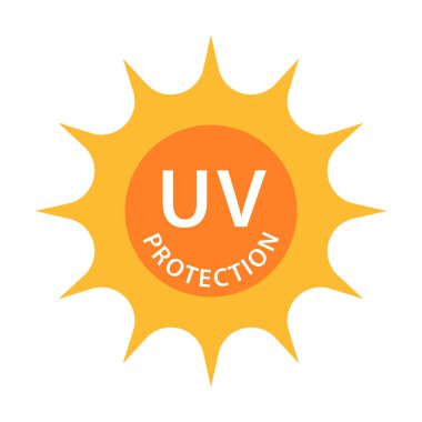 Grafik tasarım, logo, web sitesi, sosyal medya, mobil uygulama, UI illüstrasyon için UV radyasyon koruma ikonu vektörü solar ultraviyole ışık sembolü.