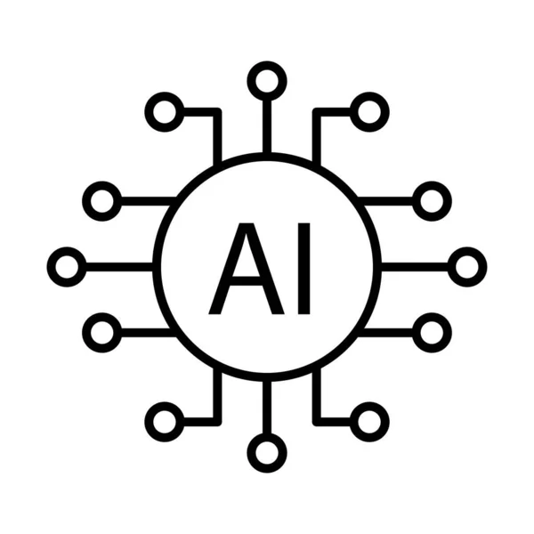 Искусственный Интеллект Процессор Иконка Вектора Значок Графического Дизайна Логотип Веб — стоковый вектор