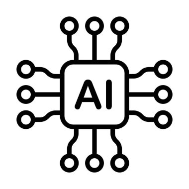 Grafik tasarım, logo, web sitesi, sosyal medya, mobil uygulama, UI illüstrasyon için yapay zeka yapay zeka yapay zeka işlemci vektör simgesi