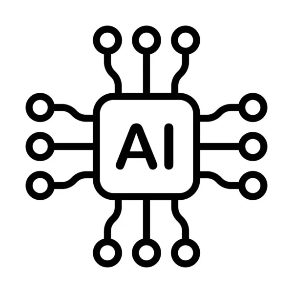 Sztuczna Inteligencja Procesor Ikona Wektora Chipu Symbol Grafiki Logo Strona — Wektor stockowy