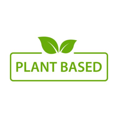 Bitki temelli ikon vektörü sağlıklı gıda sembolü vegan rozeti, web sitesi tasarımı için vejetaryen işareti, logo, uygulama, UI.Illustrasyon