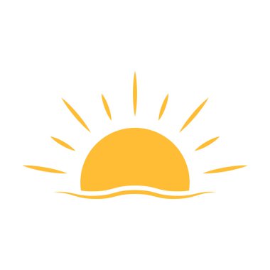 Yarım güneş grafik tasarım, logo, web sitesi, sosyal medya, mobil uygulama, UI illüstrasyon için aşağı doğru ikon vektör günbatımı kavramını belirliyor