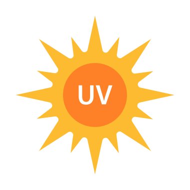 Grafik tasarım, logo, web sitesi, sosyal medya, mobil uygulama, ui illüstrasyon için UV radyasyon ikonu vektörü solar ultraviyole ışık sembolü.